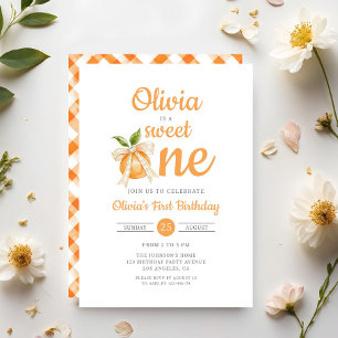 Modern Sweet One Orange Citrus 1st Birthday Invitation