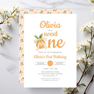 Modern Sweet One Orange Citrus 1st Birthday Invitation