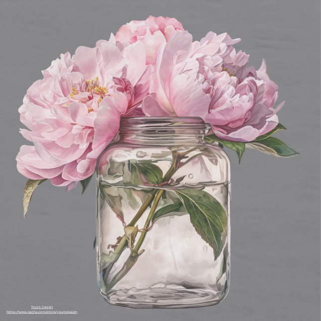 Modern sweet Peonies on grey background Decoupage Tissue Paper (Creator Uploaded)