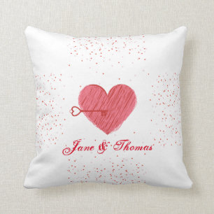 Modern Sweet Red Heart & Love Key Valentines Day Throw Pillow