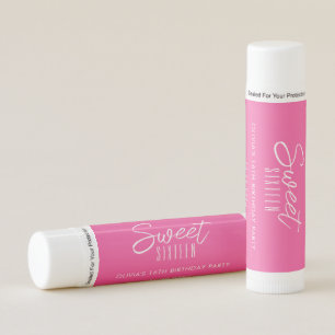 Modern Sweet Sixteen hot pink girls 16th birthday Lip Balm