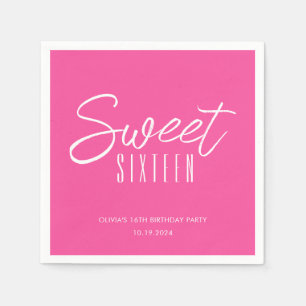 Modern Sweet Sixteen hot pink girls 16th birthday Napkins