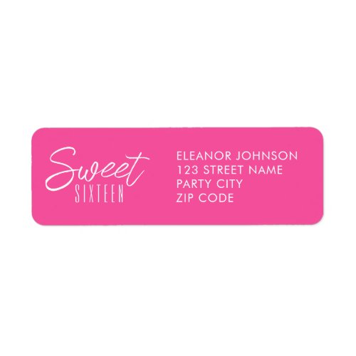 Modern Sweet Sixteen hot pink girls 16th Label