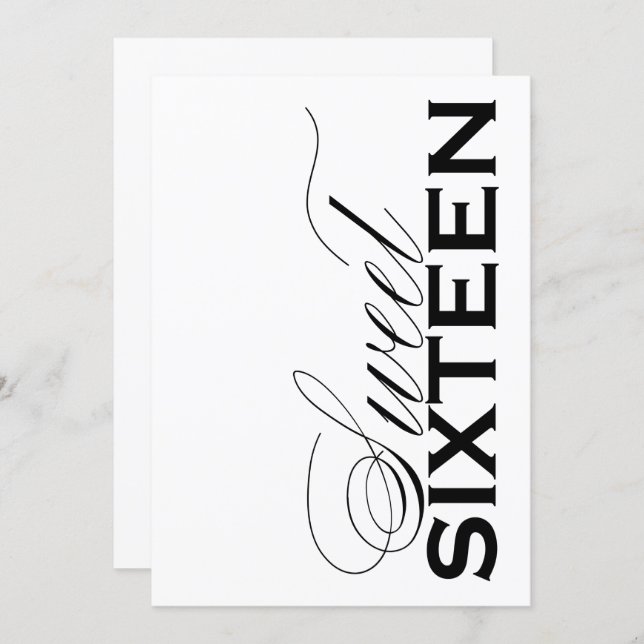 Modern Sweet Sixteen Invitation (Front/Back)