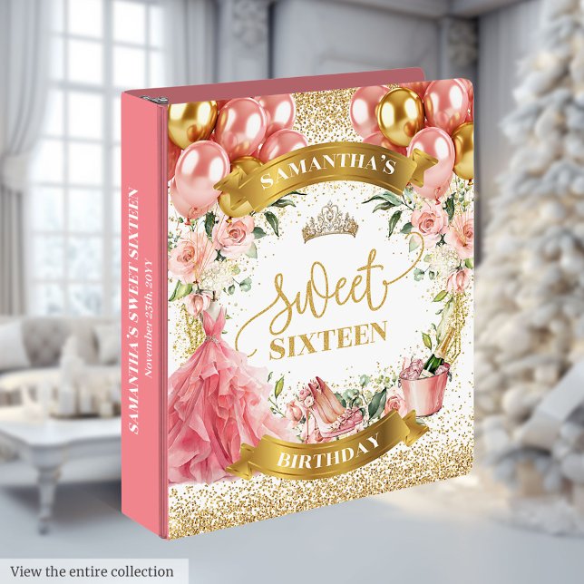 Modern Sweet Sixteen Memory Album Blush Gold 3 Ring Binder (Modern Sweet Sixteen Memory Album Blush Gold)