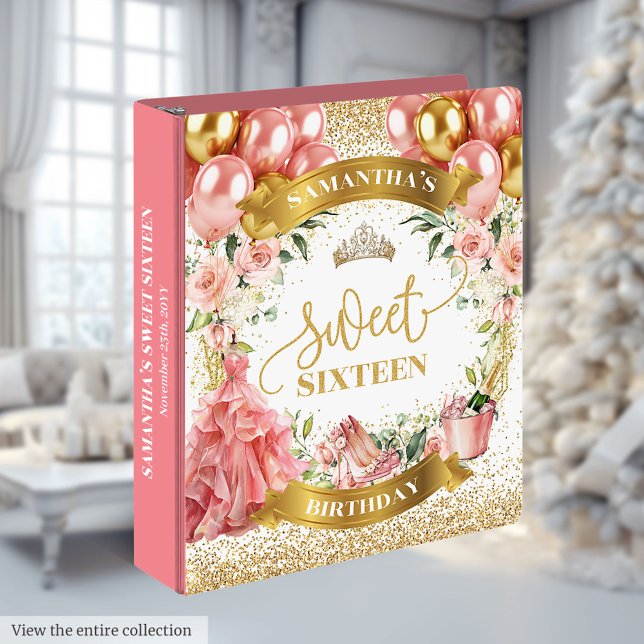 Modern Sweet Sixteen Memory Album Gold Glitter 3 Ring Binder (Modern Sweet Sixteen Memory Album Gold Glitter 3 ring binder )