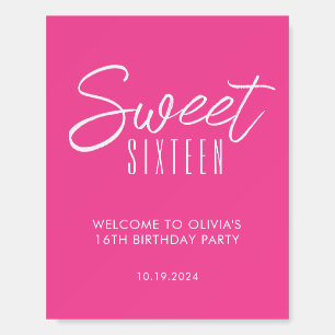 Modern Sweet Sixteen pink 16th birthday welcome Foam Board