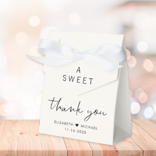 Modern Sweet Thank You Cream Wedding Favor Boxes
