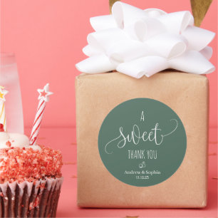 Modern Sweet Thank You Wedding Couple Name &Date Classic Round Sticker