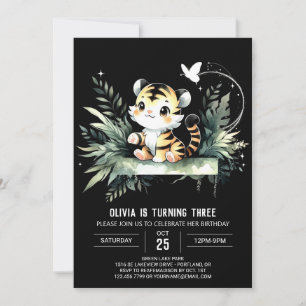 Modern Sweet Tiger Birthday Invitation