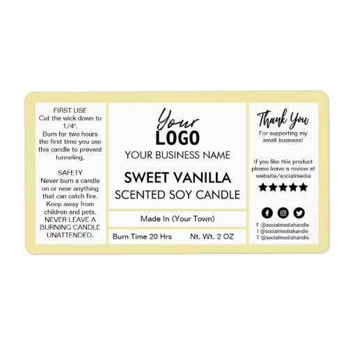 Modern Sweet Vanilla Latte Scented Soy Candle Label