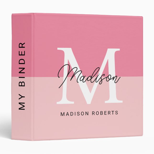Modern Sweet Watermelon Monogram Name  3 Ring Binder (Front/Spine)