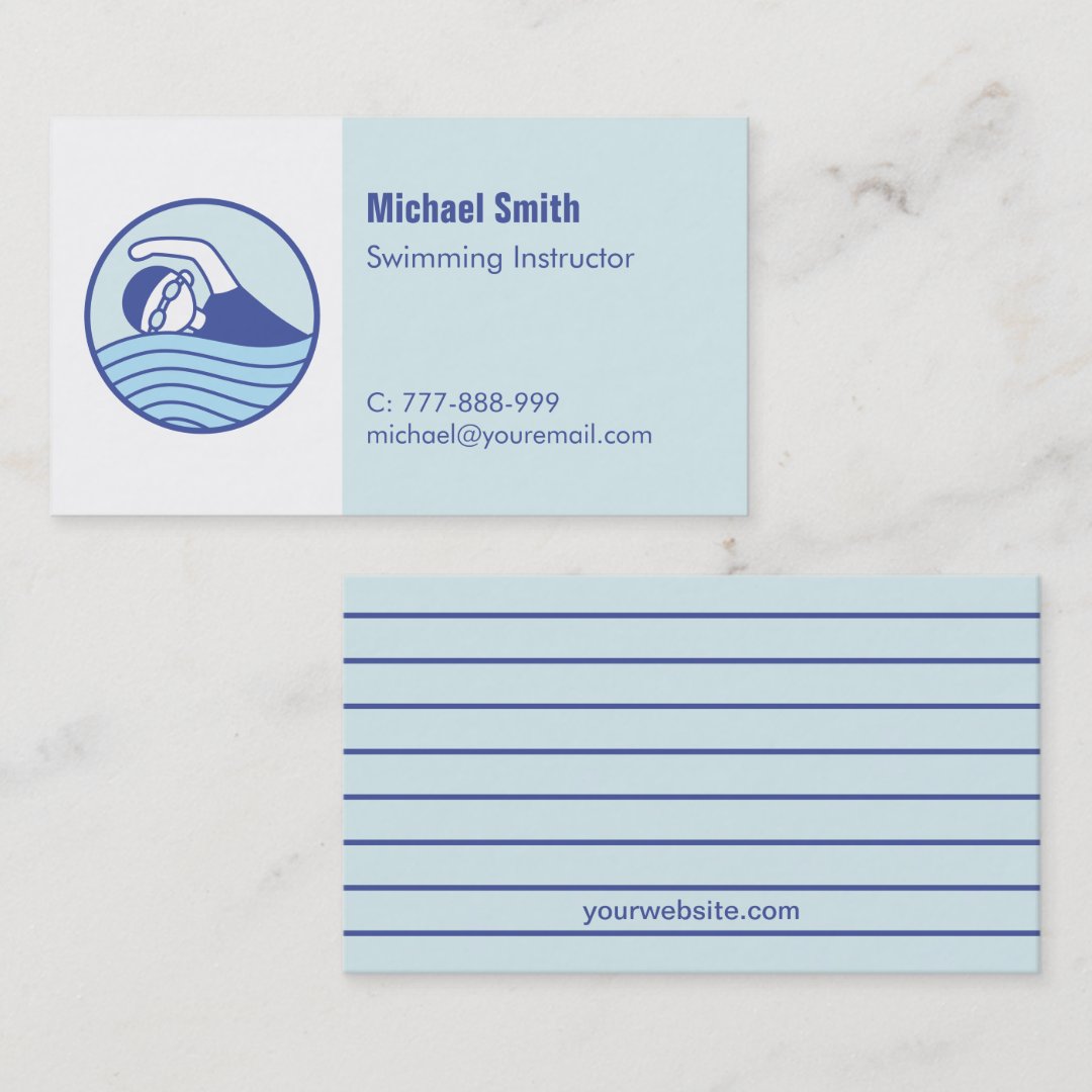 Modern Swimming Instructor Lifeguard Business Card Zazzle