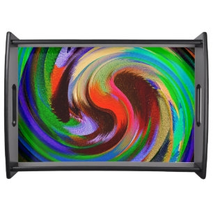 Modern Swirl Abstract Art #25 Serving Tray