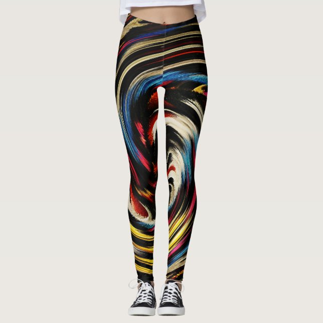 Modern Swirl Abstract Art Leggings (Front)
