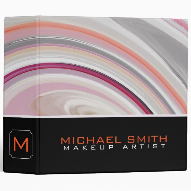 Modern Swirl Abstract Elegant Professional #11 3 Ring Binder (Front/Spine)