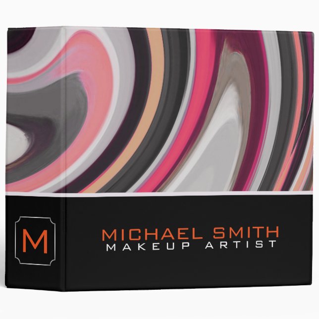 Modern Swirl Abstract Elegant Professional #14 3 Ring Binder (Front/Spine)