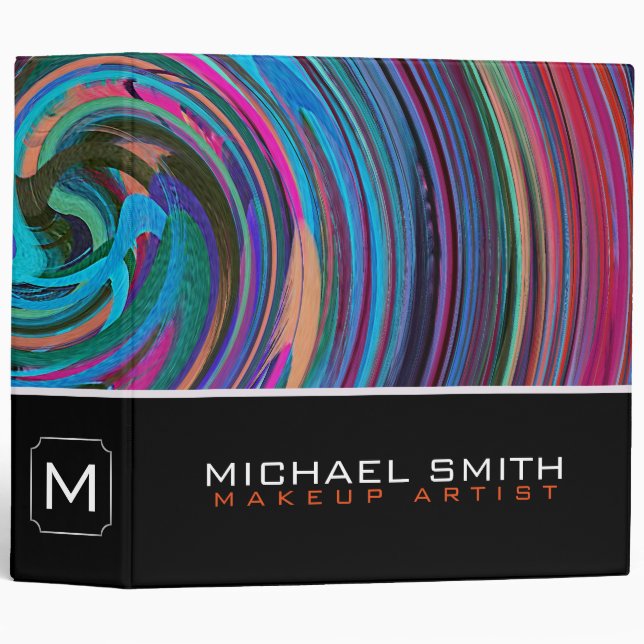 Modern Swirl Abstract Elegant Professional #46 3 Ring Binder (Front/Spine)