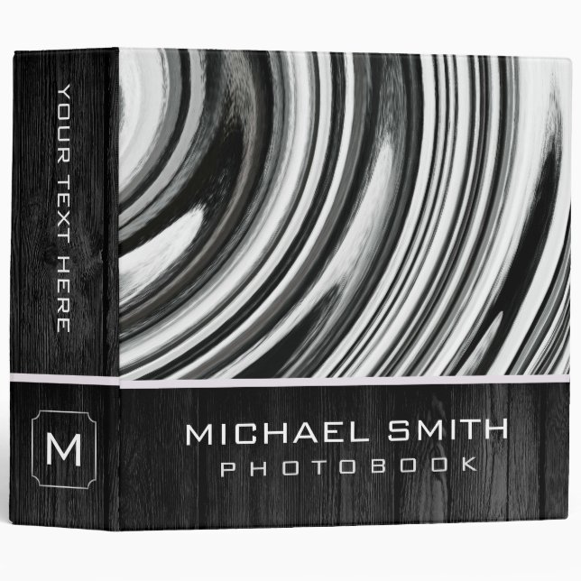 Modern Swirl Abstract Photo Books Wood Look #10 Binder (Front/Spine)
