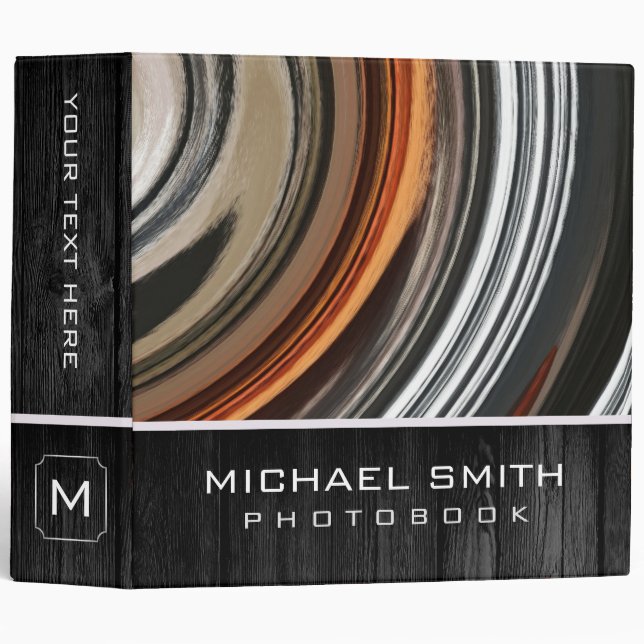 Modern Swirl Abstract Photo Books Wood Look #6 3 Ring Binder (Front/Spine)