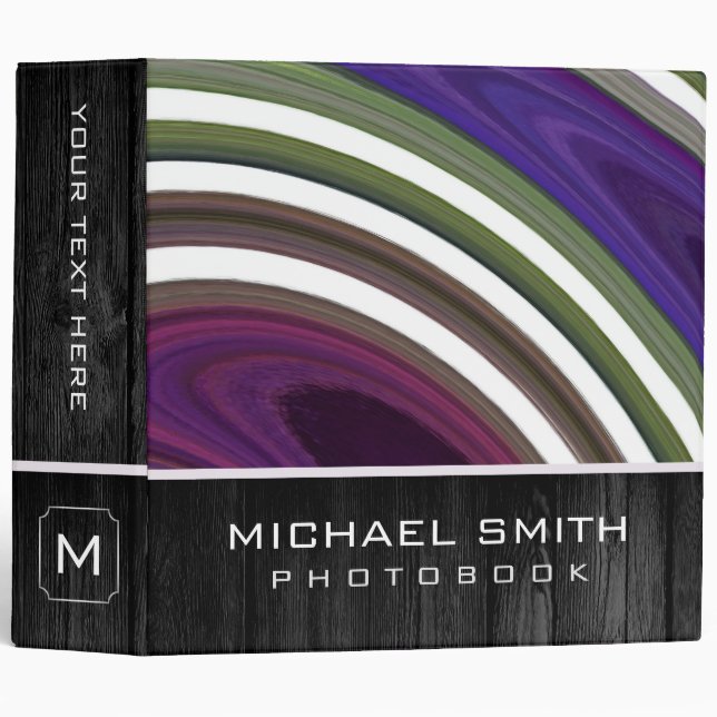 Modern Swirl Abstract Photo Books Wood Look #8 Binder (Front/Spine)