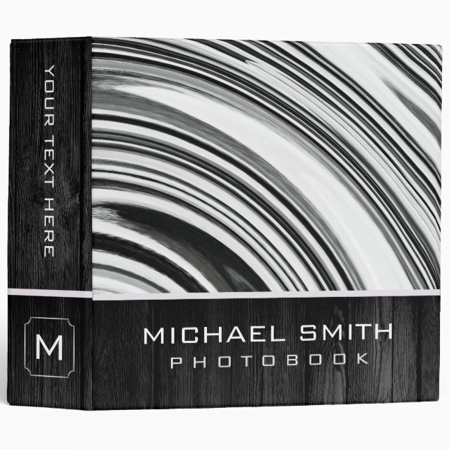 Modern Swirl Abstract Photo Books Wood Look #9 Binder (Front/Spine)