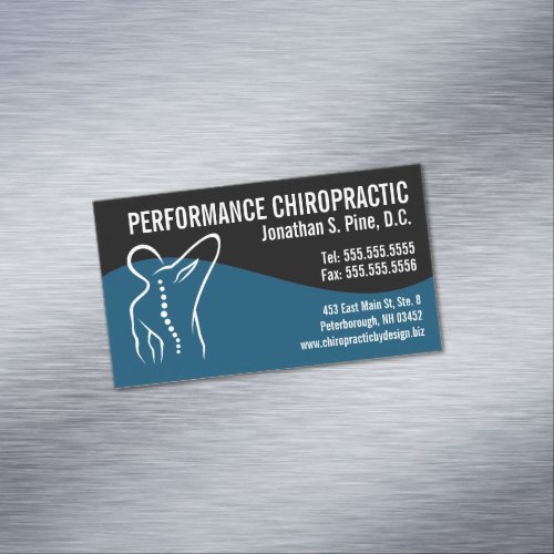 Modern Swirl Back Spine Logo Chiropractic  Business Card Magnet
