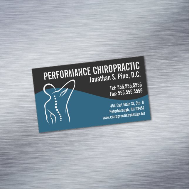 Modern Swirl Back Spine Logo Chiropractic  Business Card Magnet (In Situ)