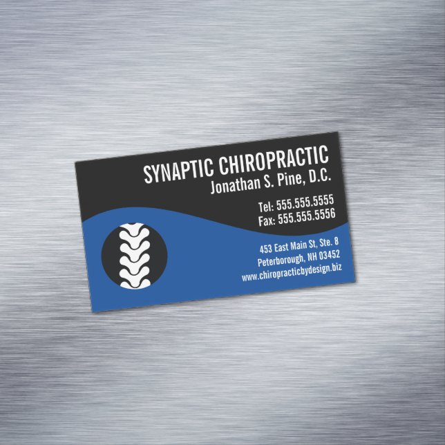 Modern Swirl Chiropractic Business Card Magnet (In Situ)