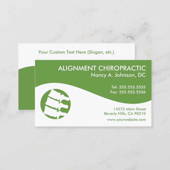 Modern Swirl Chiropractic Business Cards (Front/Back)