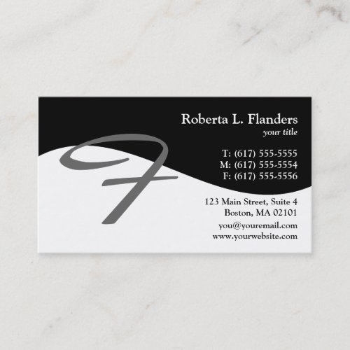 Modern Swirl F Monogram Business Cards