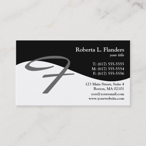 Customizable Modern Swirl F Monogram Business Cards