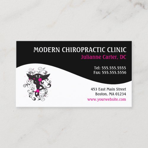 Modern Swirl Feminine Chiropractic Business Cards