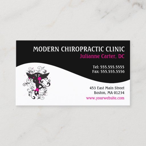 Customizable Modern Swirl Feminine Chiropractic Business Cards