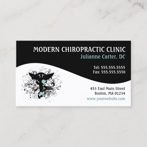 Customizable Modern Swirl Feminine Chiropractic Business Cards