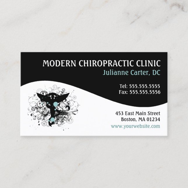 Modern Swirl Feminine Chiropractic Business Cards (Front)