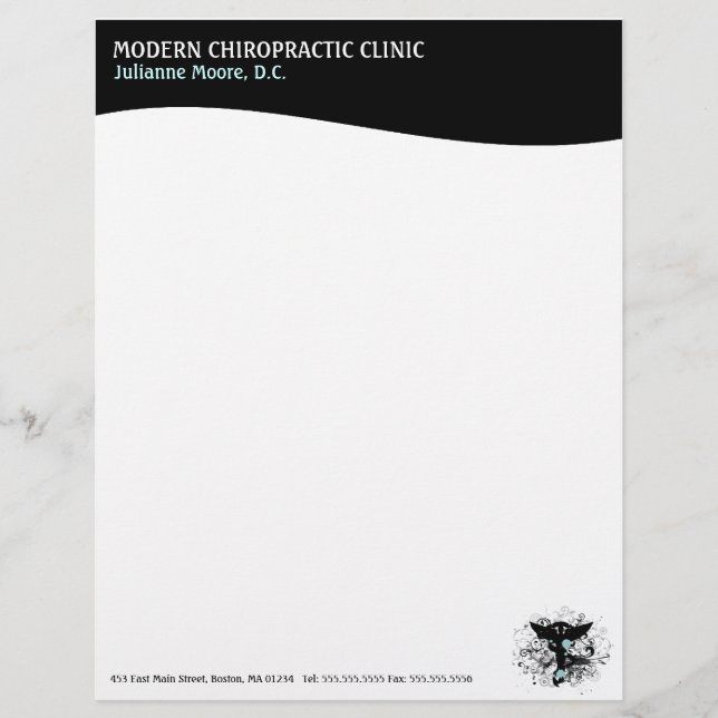 Modern Swirl Feminine Chiropractic Letterhead (Front)