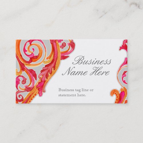 Modern Swirl Flourish Heart Tangerine Hot Pink Business Card Templates