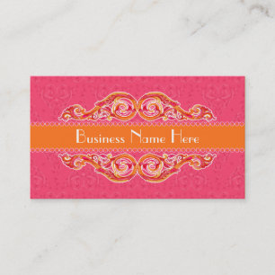 Modern Swirl Flourish Heart Tangerine Hot Pink Business Card