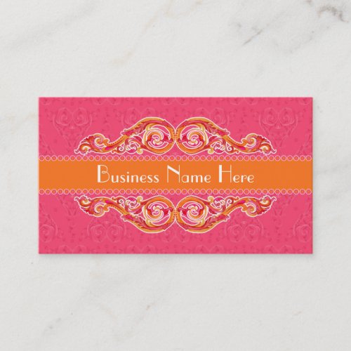 Modern Swirl Flourish Heart Tangerine Hot Pink Business Cards