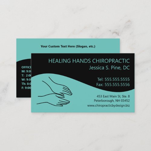 Modern Swirl Hands Logo Chiropractor Business Card