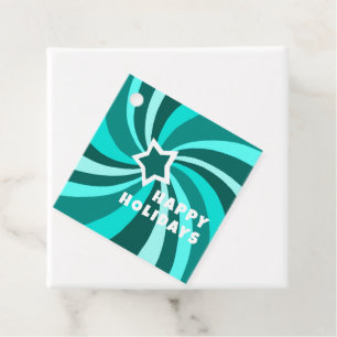 Modern Swirl HAPPY HOLIDAYS CUSTOM Green Christmas Favor Tags