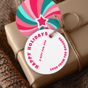 Modern Swirl HAPPY HOLIDAYS CUSTOM TO FROM Gift Favor Tags