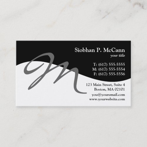 Modern Swirl M Monogram Business Cards