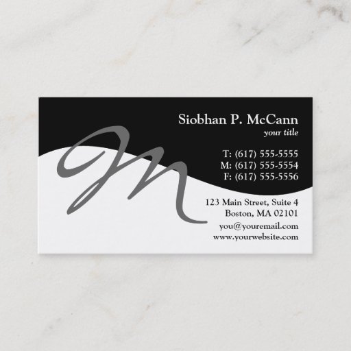 Customizable Modern Swirl M Monogram Business Cards
