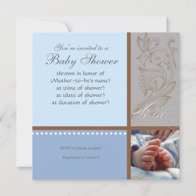 Modern Swirl n Polka Dot - Baby Boy Shower Invite (Front)