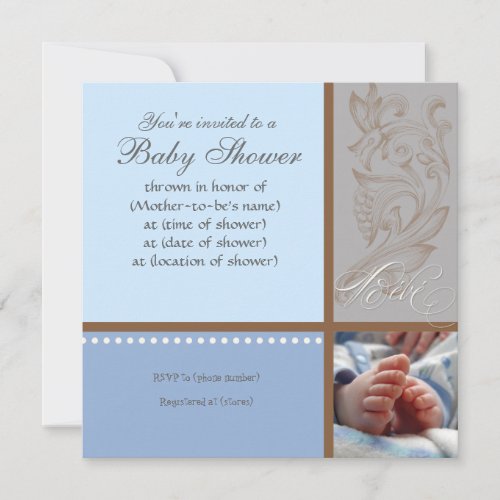 Modern Swirl n Polka Dot - Baby Boy Shower Invite