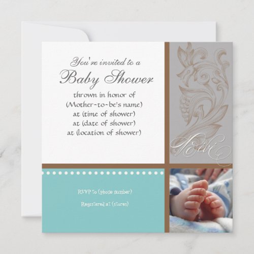 Modern Swirl n Polka Dot - Baby Boy Shower Invite