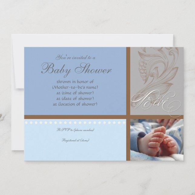 Modern Swirl n Polka Dot - Baby Boy Shower Invite (Front)