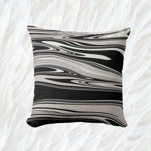 Modern Swirl Pattern Taupe Black Throw Pillow